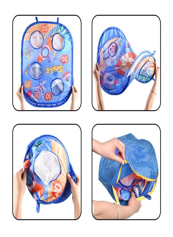 بيبي جو مجموعة ألعاب BabyGo 2 في 1 للأطفال بتصميم فضائي، لوحة رمي السهام ولعبة رمي السهام | لعبة تصويب داخلية وخارجية للأولاد والبنات | 6 كرات لاصقة، 6 سهام، 6 أكياس فاصولياء، لوحة قابلة للطي وحقيبة حمل | لعبة تعليمية ممتعة للأطفال من عمر 3 سنوات فما فوق - Image 4